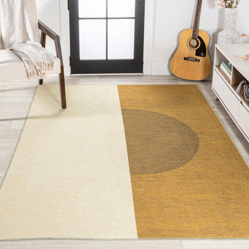 Demie Minimalist Graphic Circle Machine-washable Area Rug